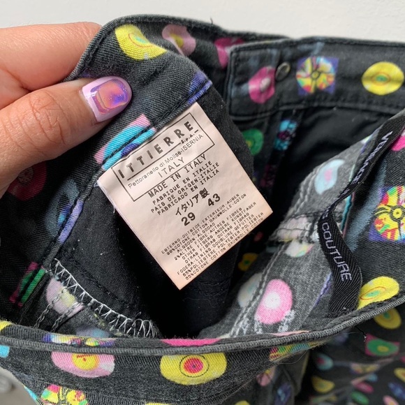 (SOLD) Versace Jeans Couture Black with Multicolour Vinyl Print Jeans 90s - Picture 5 of 6